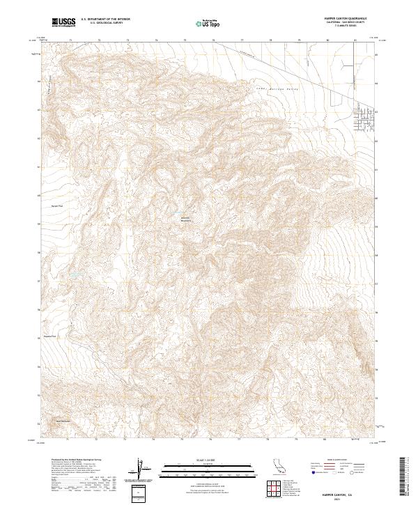 US Topo 7.5-minute map for Harper Canyon CA