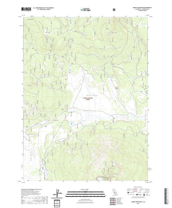 US Topo 7.5-minute map for Harvey Mountain CA