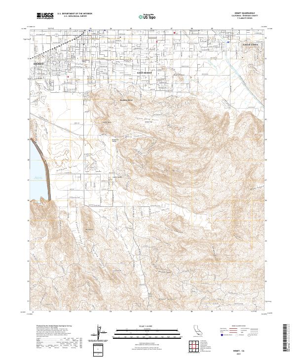 US Topo 7.5-minute map for Hemet CA – American Map Store