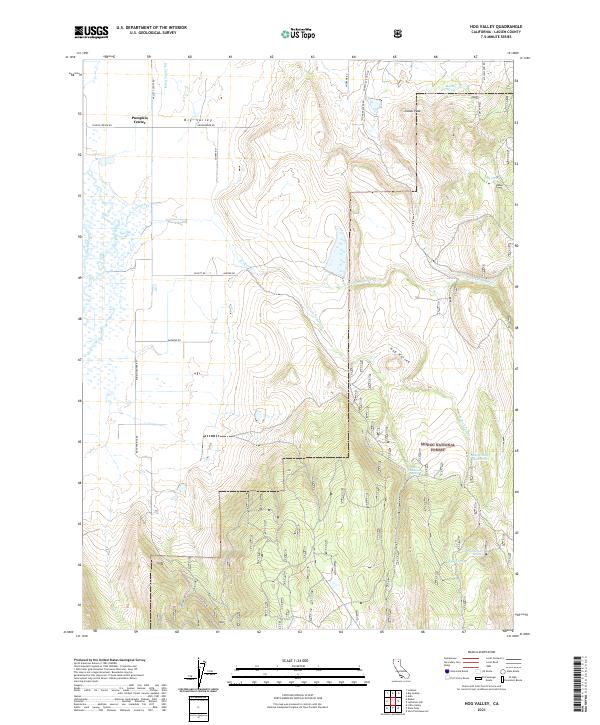 US Topo 7.5-minute map for Hog Valley CA