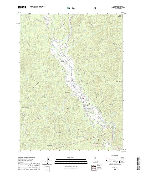 US Topo 7.5-minute map for Hoopa CA