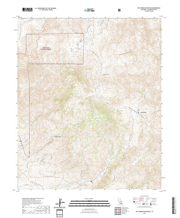 US Topo 7.5-minute map for Hot Springs Mountain CA – American Map Store