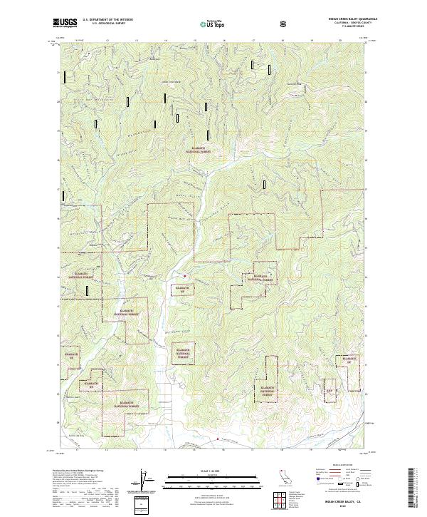 US Topo 7.5-minute map for Indian Creek Baldy CA