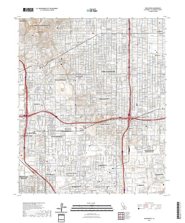 US Topo 7.5-minute map for Inglewood CA