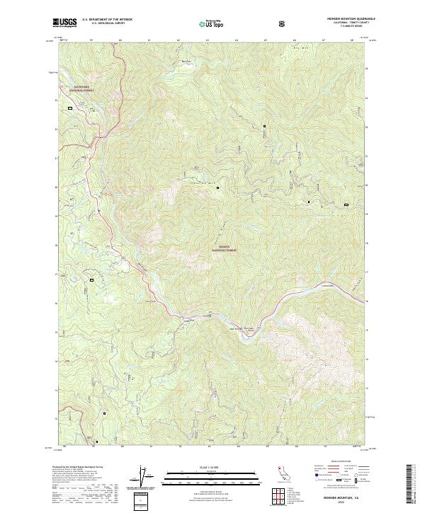 US Topo 7.5-minute map for Ironside Mountain CA