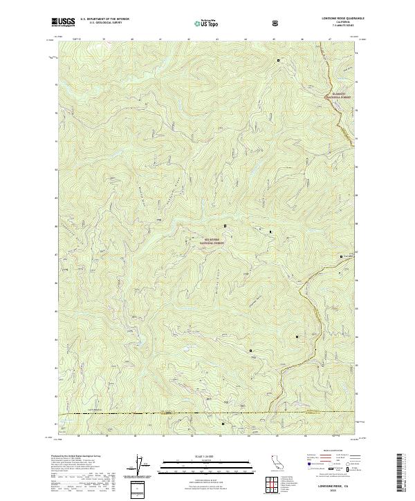 US Topo 7.5-minute map for Lonesome Ridge CA