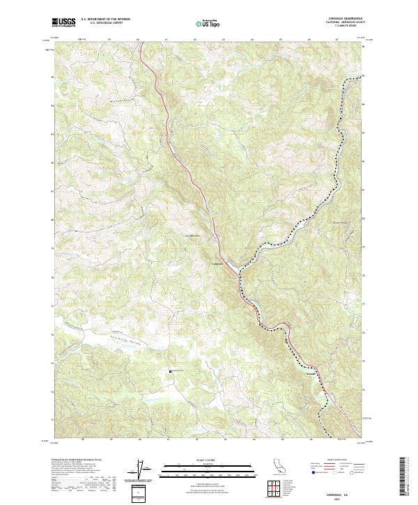 US Topo 7.5-minute map for Longvale CA – American Map Store
