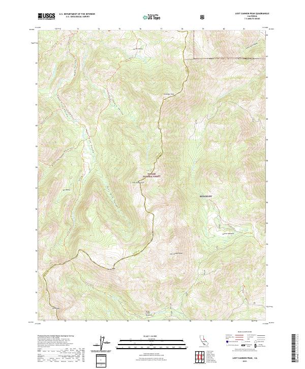US Topo 7.5-minute map for Lost Cannon Peak CA