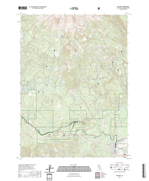 US Topo 7.5-minute map for McCloud CA