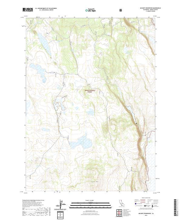 US Topo 7.5-minute map for McGinty Reservoir CA