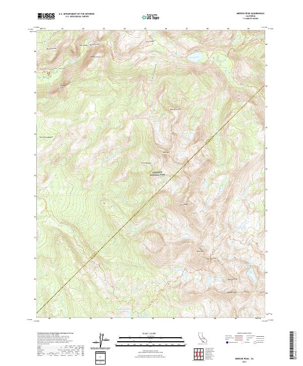 US Topo 7.5-minute map for Merced Peak CA