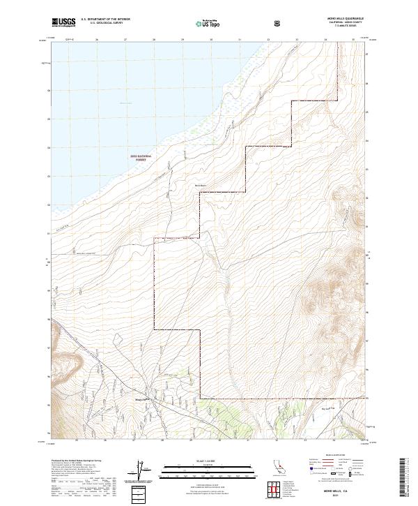US Topo 7.5-minute map for Mono Mills CA