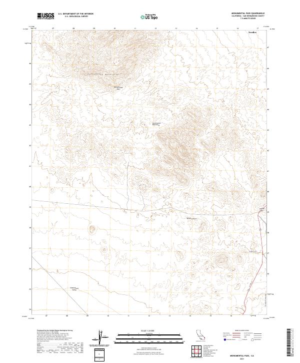 US Topo 7.5-minute map for Monumental Pass CA
