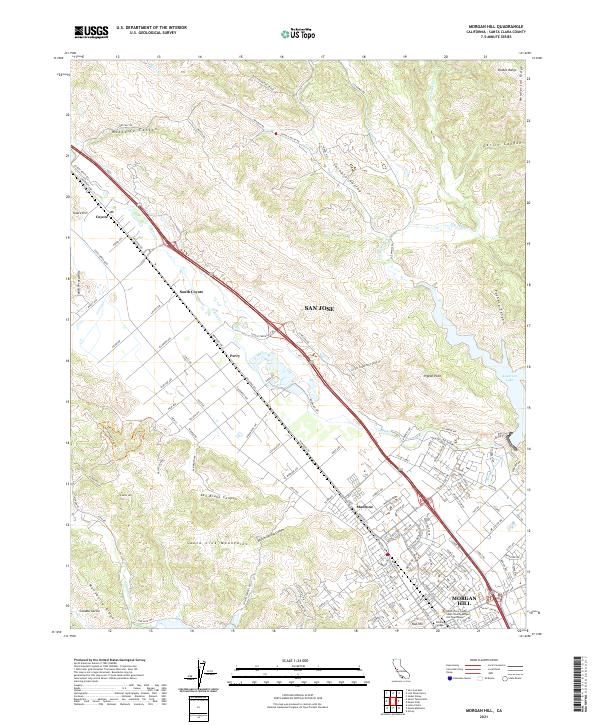 US Topo 7.5-minute map for Morgan Hill CA