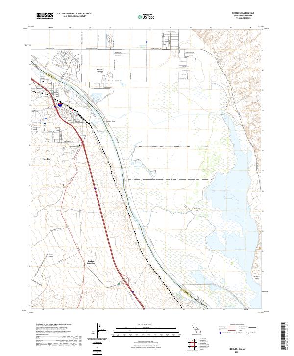 US Topo 7.5-minute map for Needles CAAZ