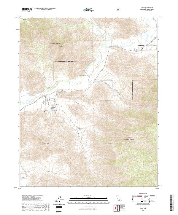 US Topo 7.5-minute map for Onyx CA