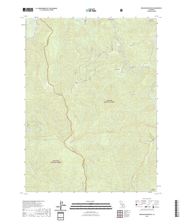 US Topo 7.5-minute map for Orleans Mountain CA