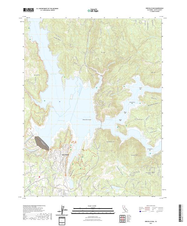 US Topo 7.5-minute map for Oroville Dam CA
