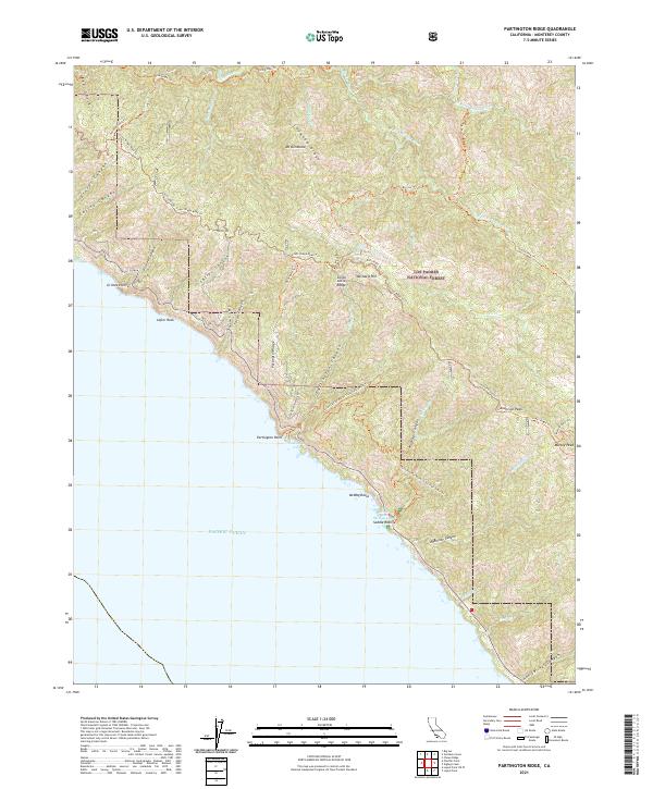 US Topo 7.5-minute map for Partington Ridge CA – American Map Store