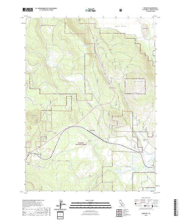 US Topo 7.5-minute map for Penoyar CA