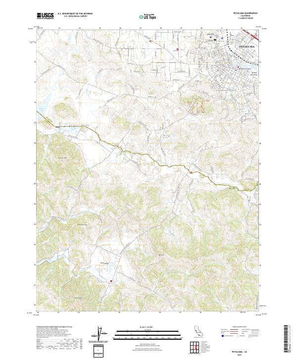 US Topo 7.5-minute map for Petaluma CA