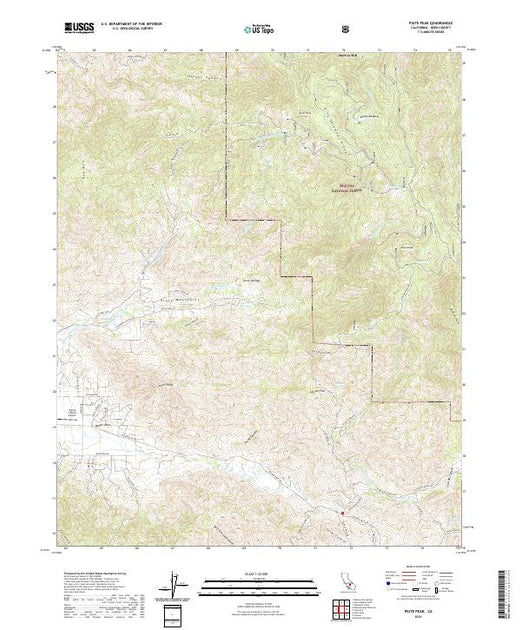 US Topo 7.5-minute map for Piute Peak CA – American Map Store