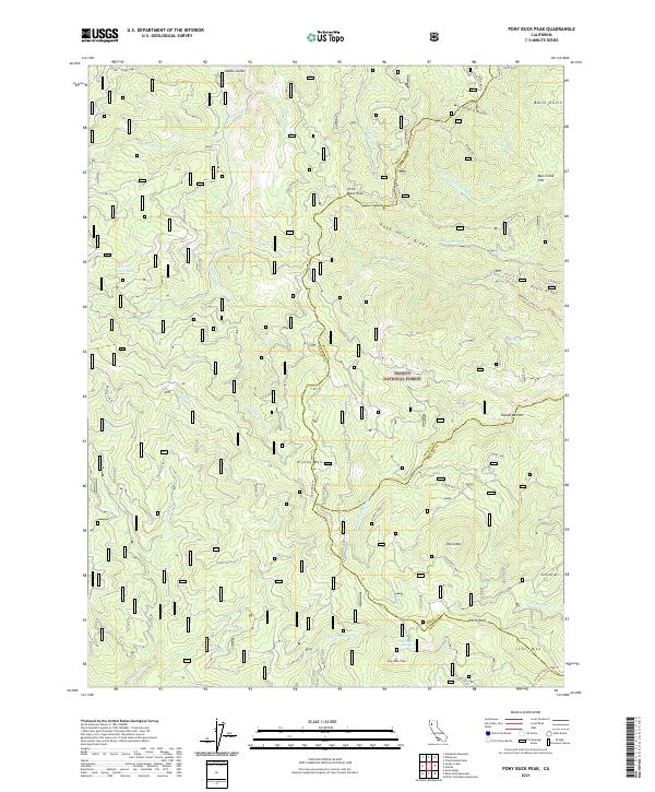 US Topo 7.5-minute map for Pony Buck Peak CA