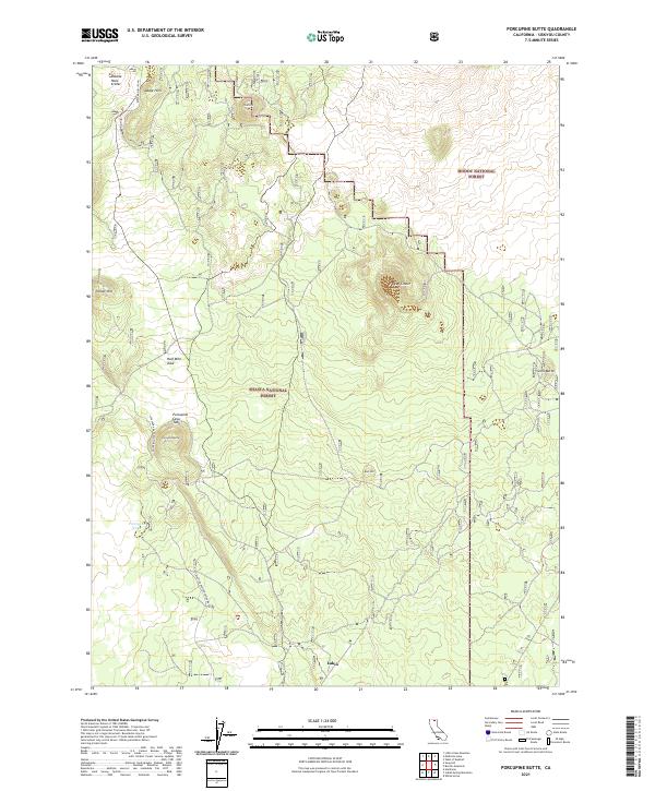 US Topo 7.5-minute map for Porcupine Butte CA