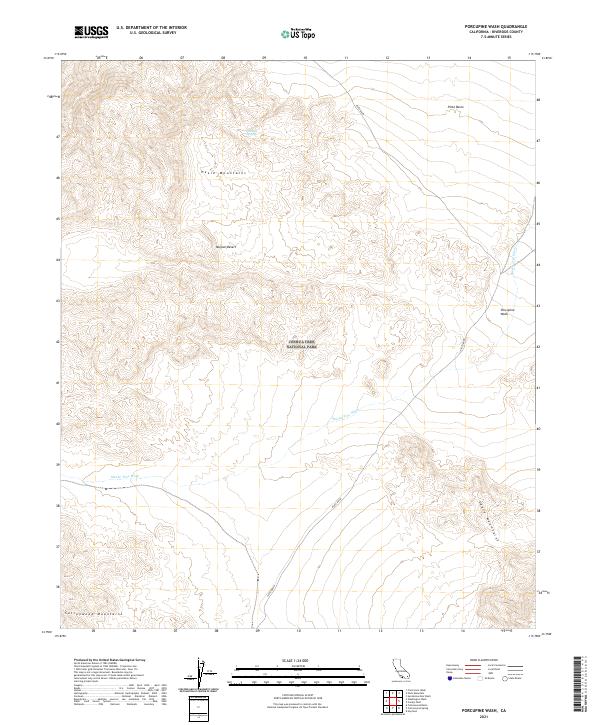 US Topo 7.5-minute map for Porcupine Wash CA