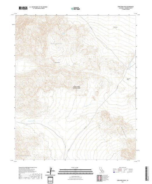 US Topo 7.5-minute map for Porcupine Wash CA – American Map Store