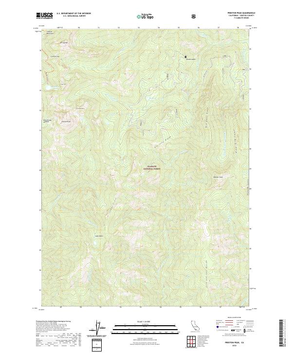 US Topo 7.5-minute map for Preston Peak CA