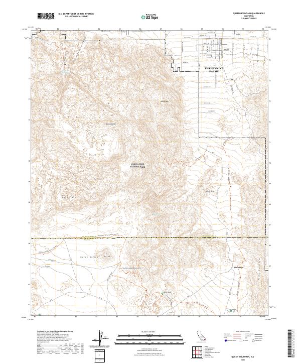 US Topo 7.5-minute map for Queen Mountain CA
