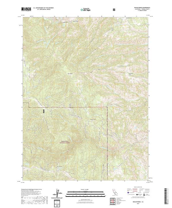 US Topo 7.5-minute map for Raglin Ridge CA