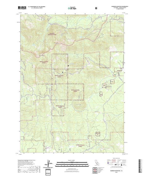 US Topo 7.5-minute map for Rainbow Mountain CA