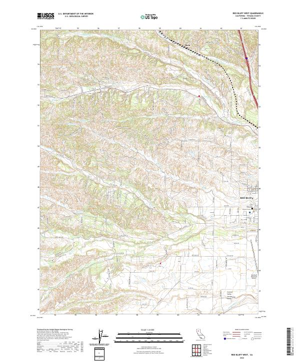US Topo 7.5-minute map for Red Bluff West CA