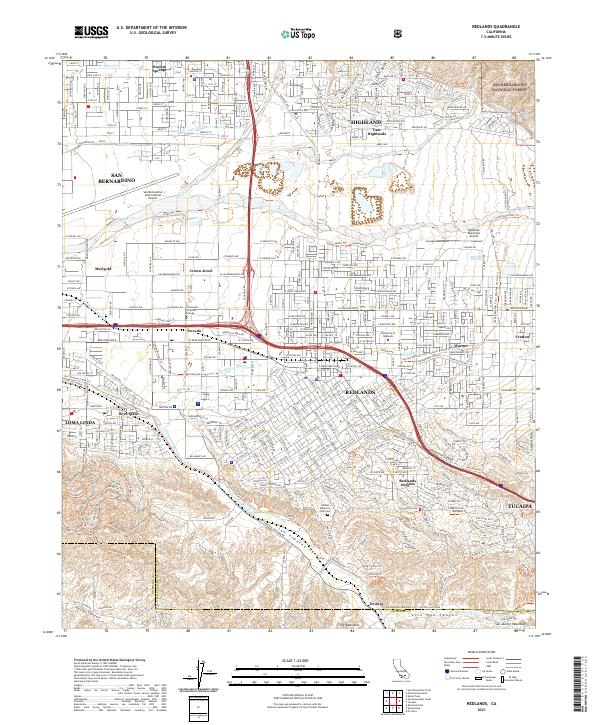 US Topo 7.5-minute map for Redlands CA