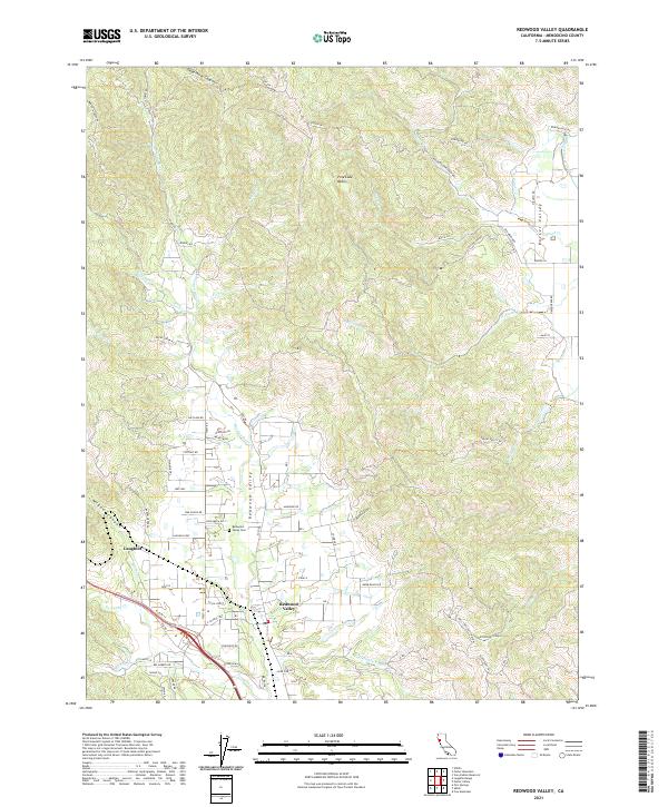US Topo 7.5-minute map for Redwood Valley CA