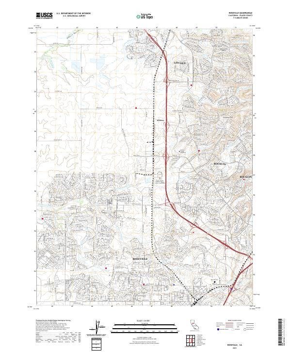 US Topo 7.5-minute map for Roseville CA