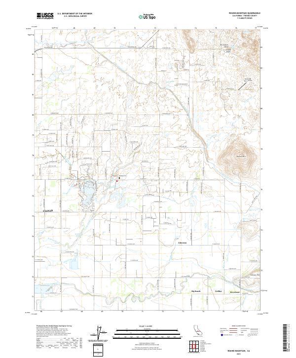 US Topo 7.5-minute map for Round Mountain CA