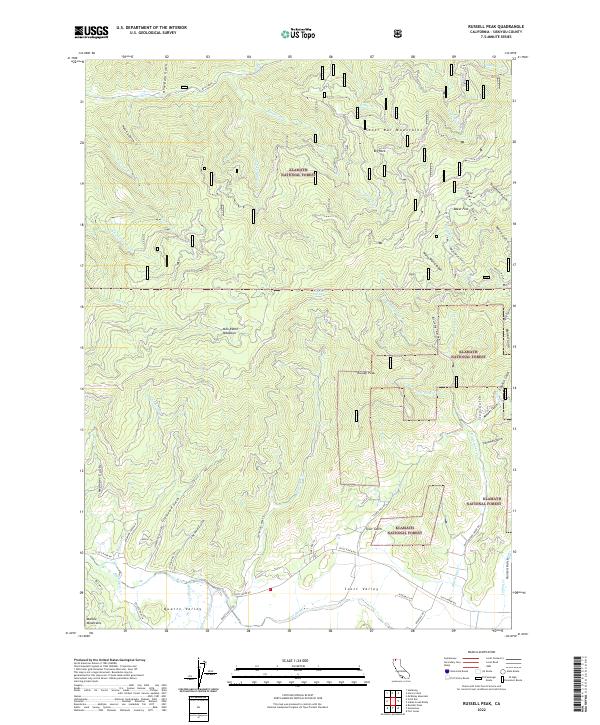 US Topo 7.5-minute map for Russell Peak CA