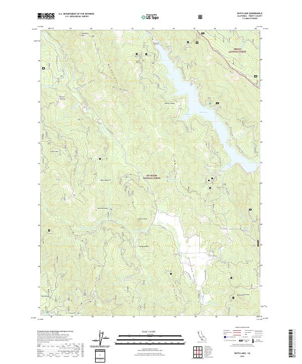 US Topo 7.5-minute map for Ruth Lake CA