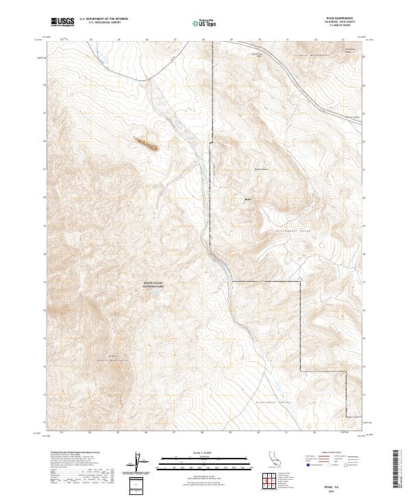 US Topo 7.5-minute map for Ryan CA