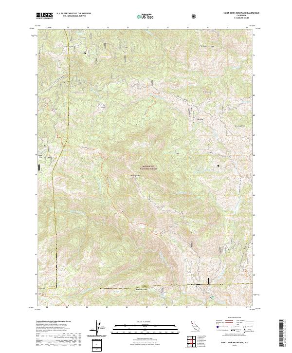 US Topo 7.5-minute map for Saint John Mountain CA