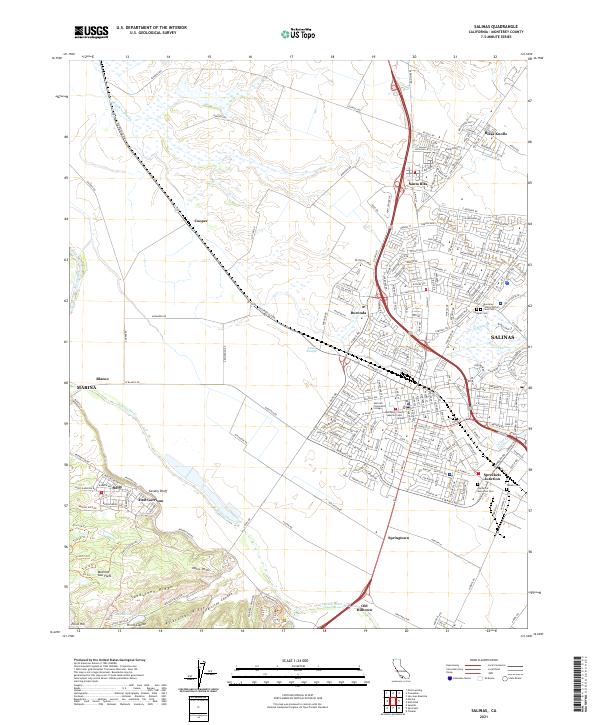 US Topo 7.5-minute map for Salinas CA