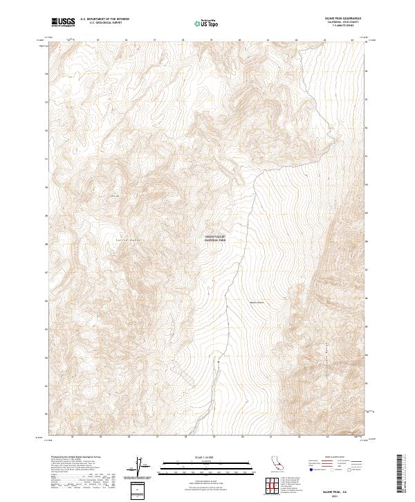 US Topo 7.5-minute map for Saline Peak CA