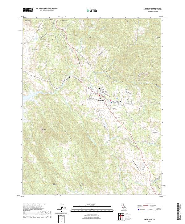 US Topo 7.5-minute map for San Andreas CA
