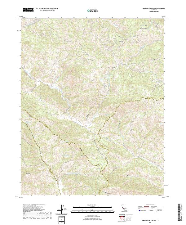 US Topo 7.5-minute map for San Benito Mountain CA