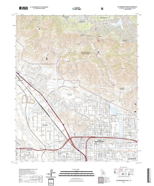 US Topo 7.5-minute map for San Bernardino North CA