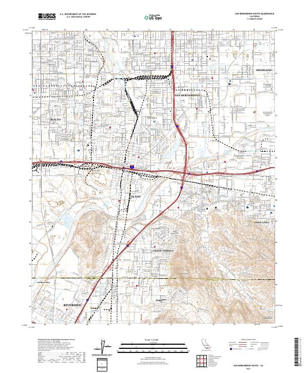 US Topo 7.5-minute map for San Bernardino South CA
