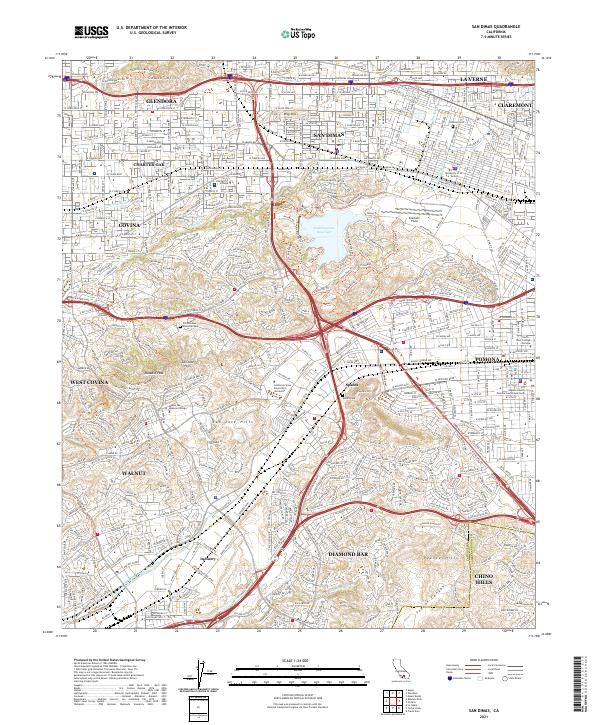 US Topo 7.5-minute map for San Dimas CA